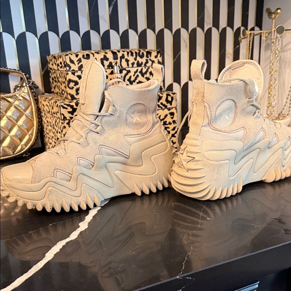 Converse Beige High-Top Women's Sneakers - Picture 8 of 9